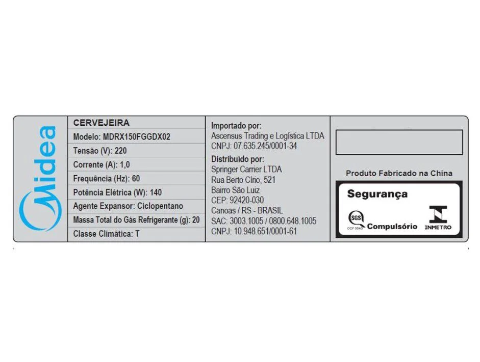 Cervejeira Midea MDRX150FGGDX02 Vertical Preta 82L Frost Free - view 12