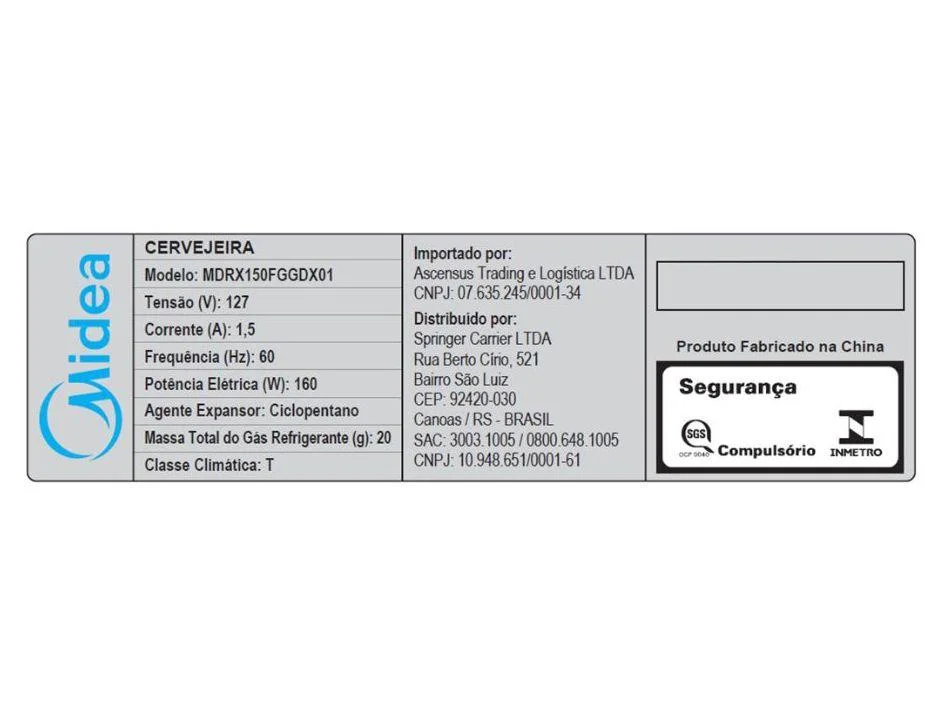 Cervejeira Midea MDRX150FGGDX01 Vertical Preta 82L Frost Free - view 12