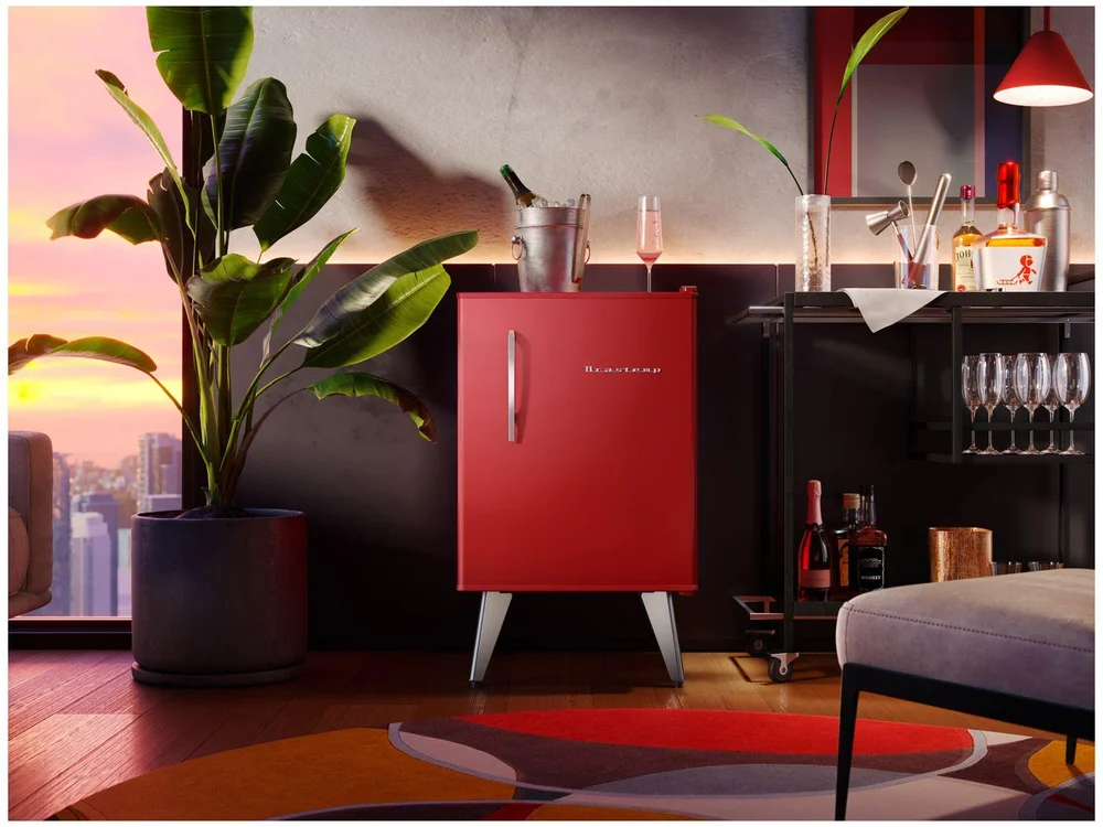 Imagem 3 de 9 do produto Frigobar Brastemp 76L Vermelho Retrô BRA08HV