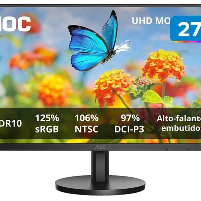 Monitor 60Hz 4K UHD Widescreen 4ms AOC Série B3 U27B3A/57 27" IPS LED 2 HDMI