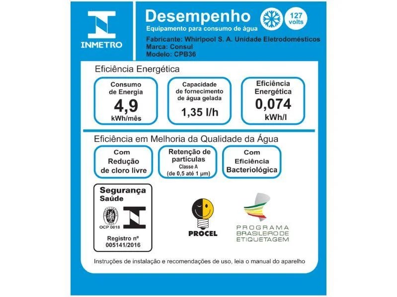 Imagem 13 de 13 do produto Purificador de Água Consul CPB36AF Com Refrigeração por Compressor Titanium