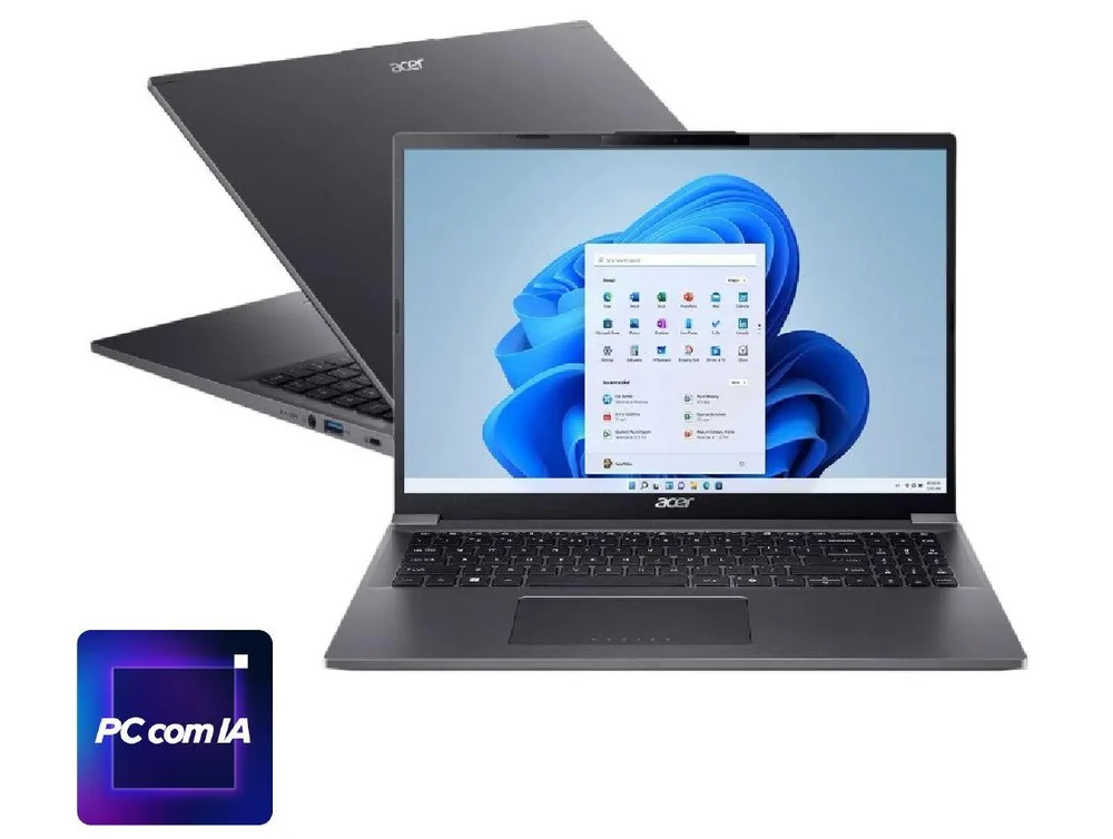Notebook Acer Aspire 16 A16-71M-55H0 Intel Core Ultra 5 com IA Integrada 115U 16GB RAM 512GB SSD 16" Windows 11