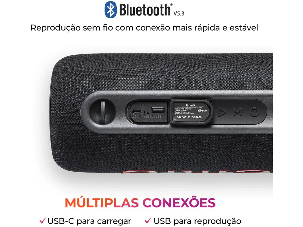 Imagem 9 de 12 do produto Caixa de Som Aiwa AWS-SP-04-LB Bluetooth Portátil 40W USB