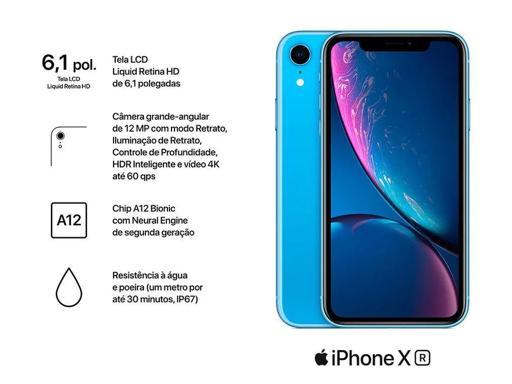 iPhone XR Apple 64GB Azul 6,1” 12MP iOS