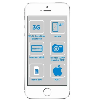 iPhone 5S Apple 16GB Prata 4G Tela 4” Retina