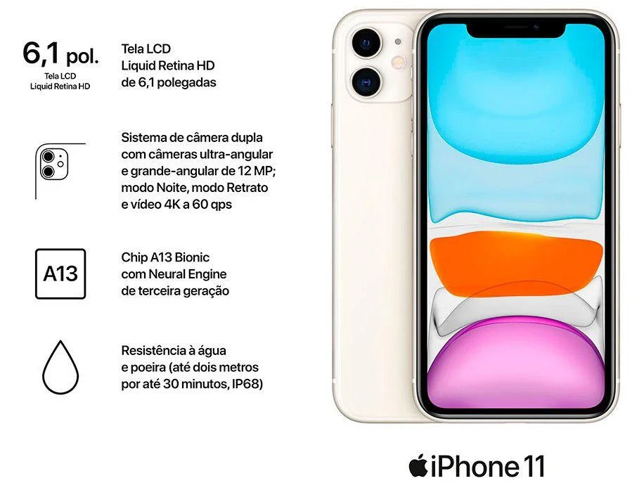 iPhone 11 Apple 128GB Branco 6,1” 12MP