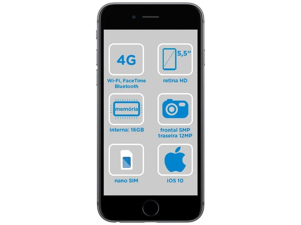 iPhone 6s Plus Apple 16GB Cinza Espacial 4G iPhone 6s Plus Apple 16GB Cinza Espacial 4G