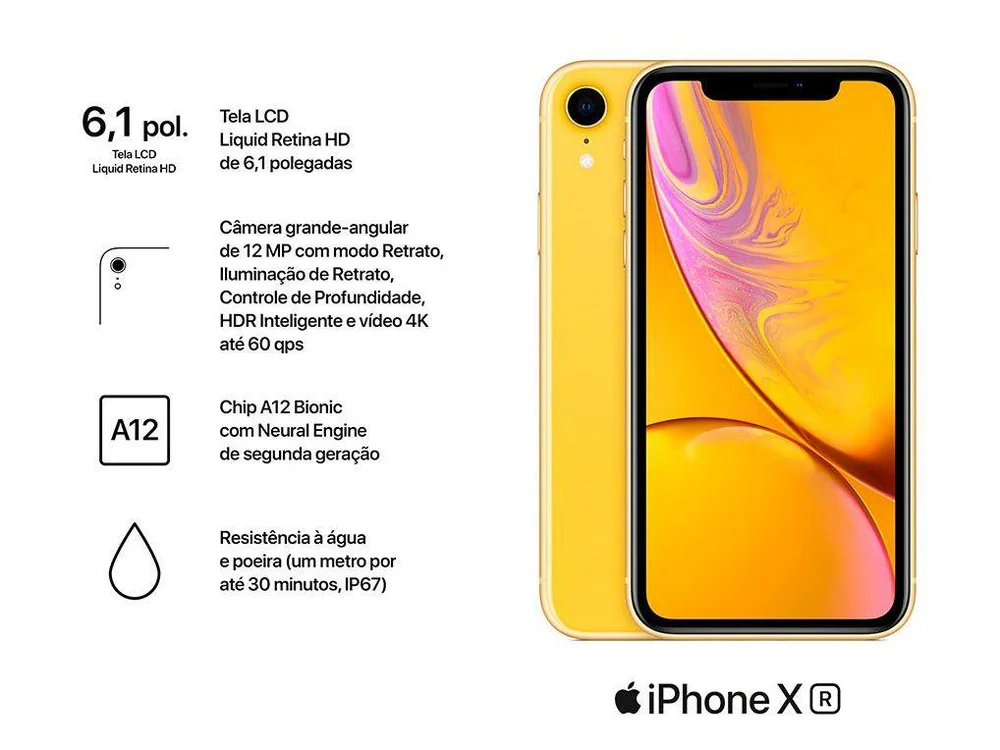 iPhone XR Apple 128GB Amarelo 6,1” 12MP iOS