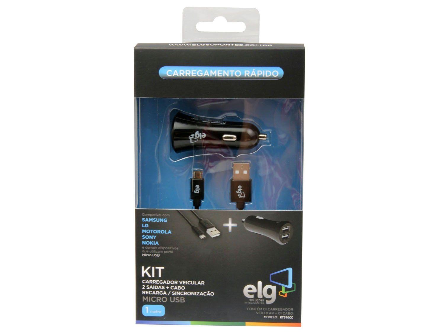Kit de Carregador Veicular para Smartphone 1m
