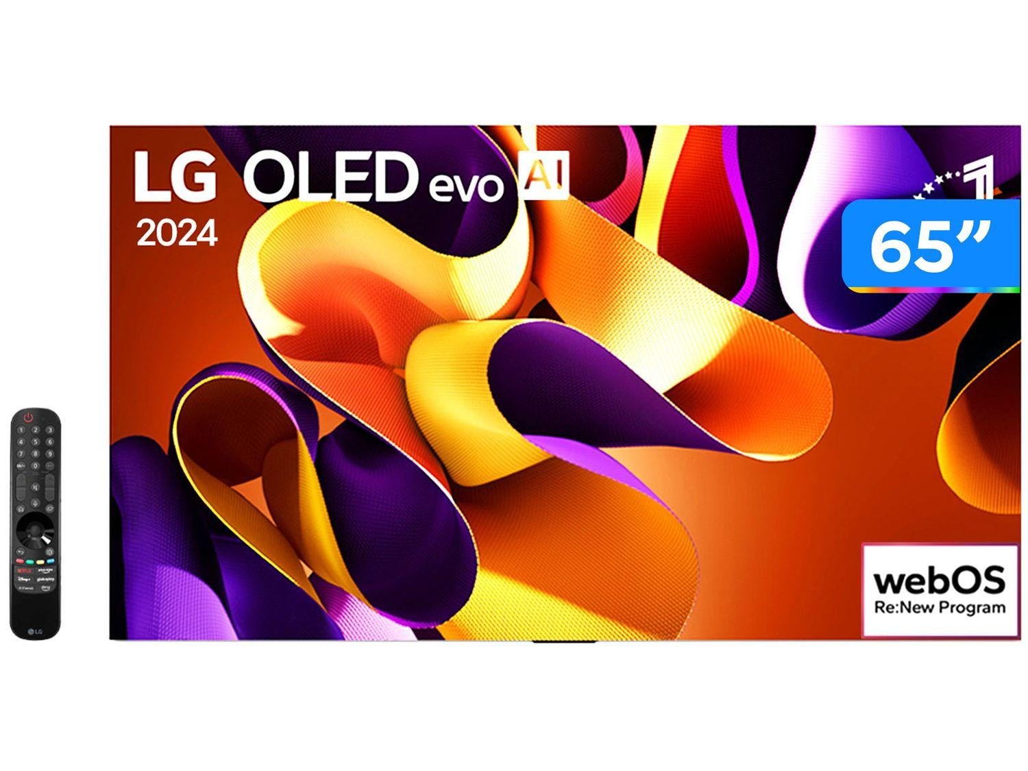 Smart TV 65" LG 4K UHD Gaming TV OLED65G4PSA 120Hz webOS 24 com Alexa 4 HDMI 3 USB