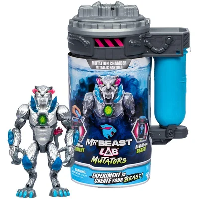 Boneco MrBeast Lab Mutators Pantera Metálica 13cm