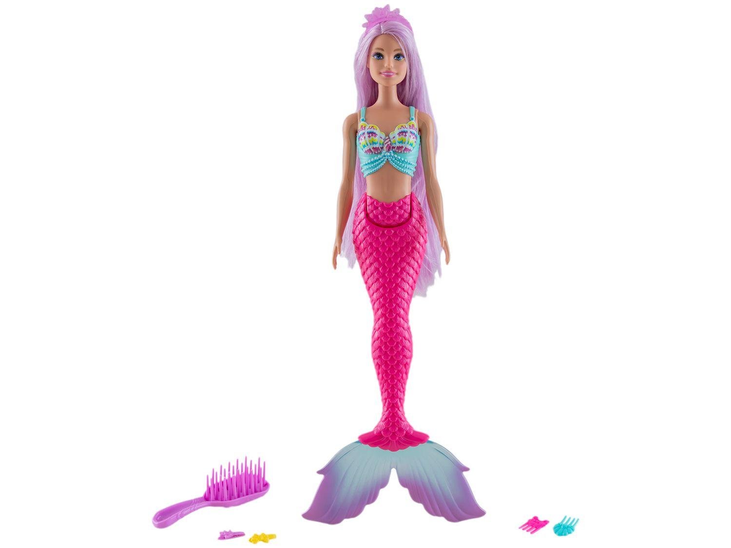 Boneca Barbie Fantasia Sereia Cabelo Longo