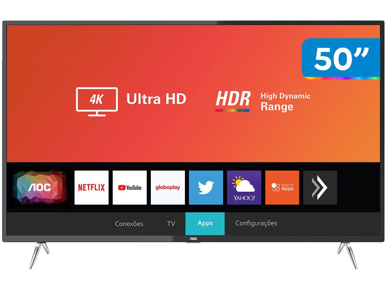 Smart TV 4K LED 50” AOC 50U6295/78G Wi-Fi HDR