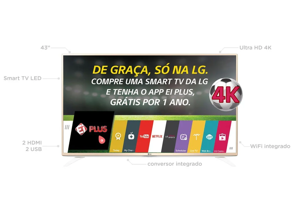 Smart TV LED 43” 4K LG 43UF6900 Ultra HD