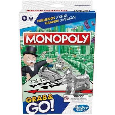 Jogo Monopoly Tabuleiro Grab and Go Hasbro