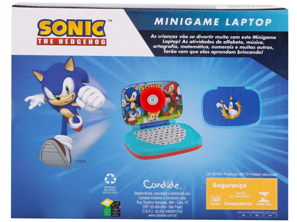 Laptop Infantil Sonic Bilingue Emite Som Candide - view 10