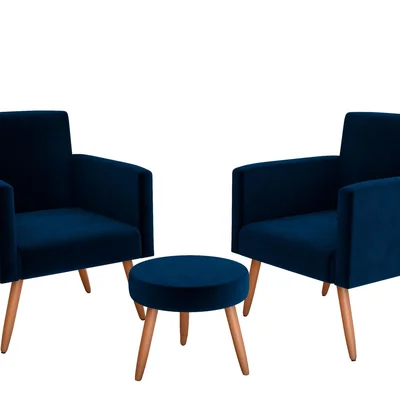 Kit Poltronas com Puff Moderno Matrix Dallas