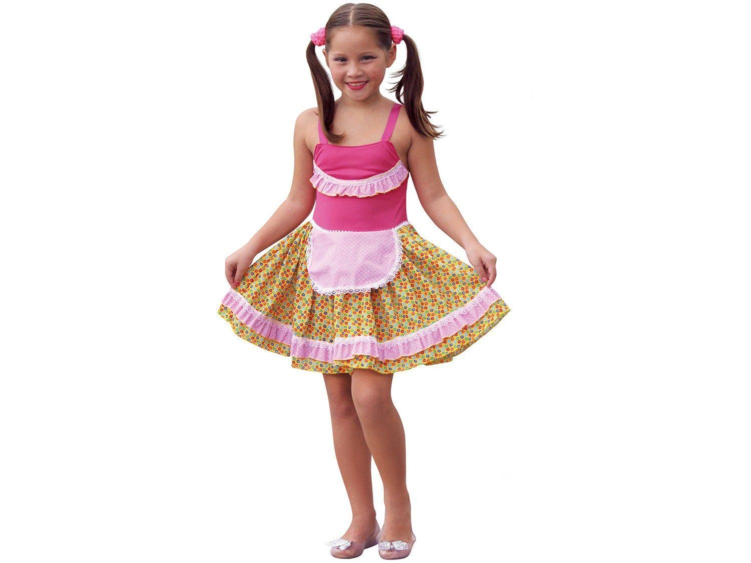 Fantasia Infantil Vestido Junina com Avental