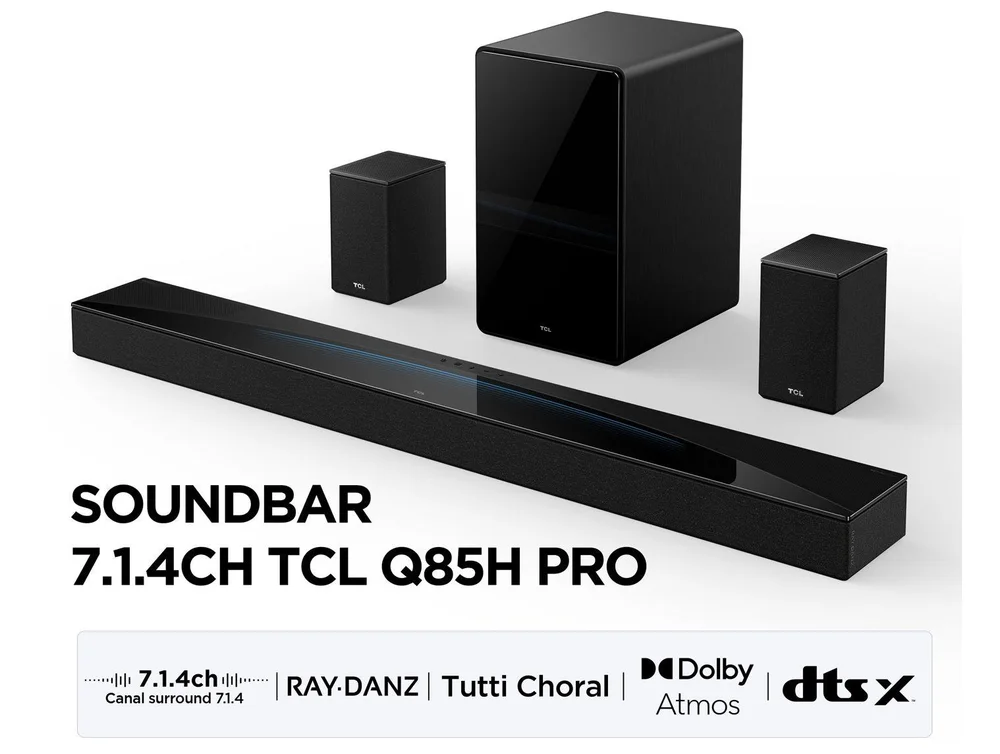 Soundbar TCL Q85H Pro 7.1.4 Bluetooth v5.4 com Sub
