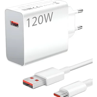 Carregador Celular Turbo 120w Para Redmi Xiaomi Poco + Cabo Branco