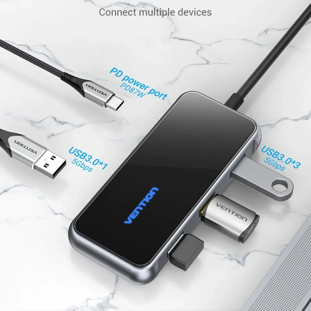 Imagem 4 de 5 do produto Hub Docking 5-em-1 Usb-c Pd 87w Usb 3.0 5gbps Vention