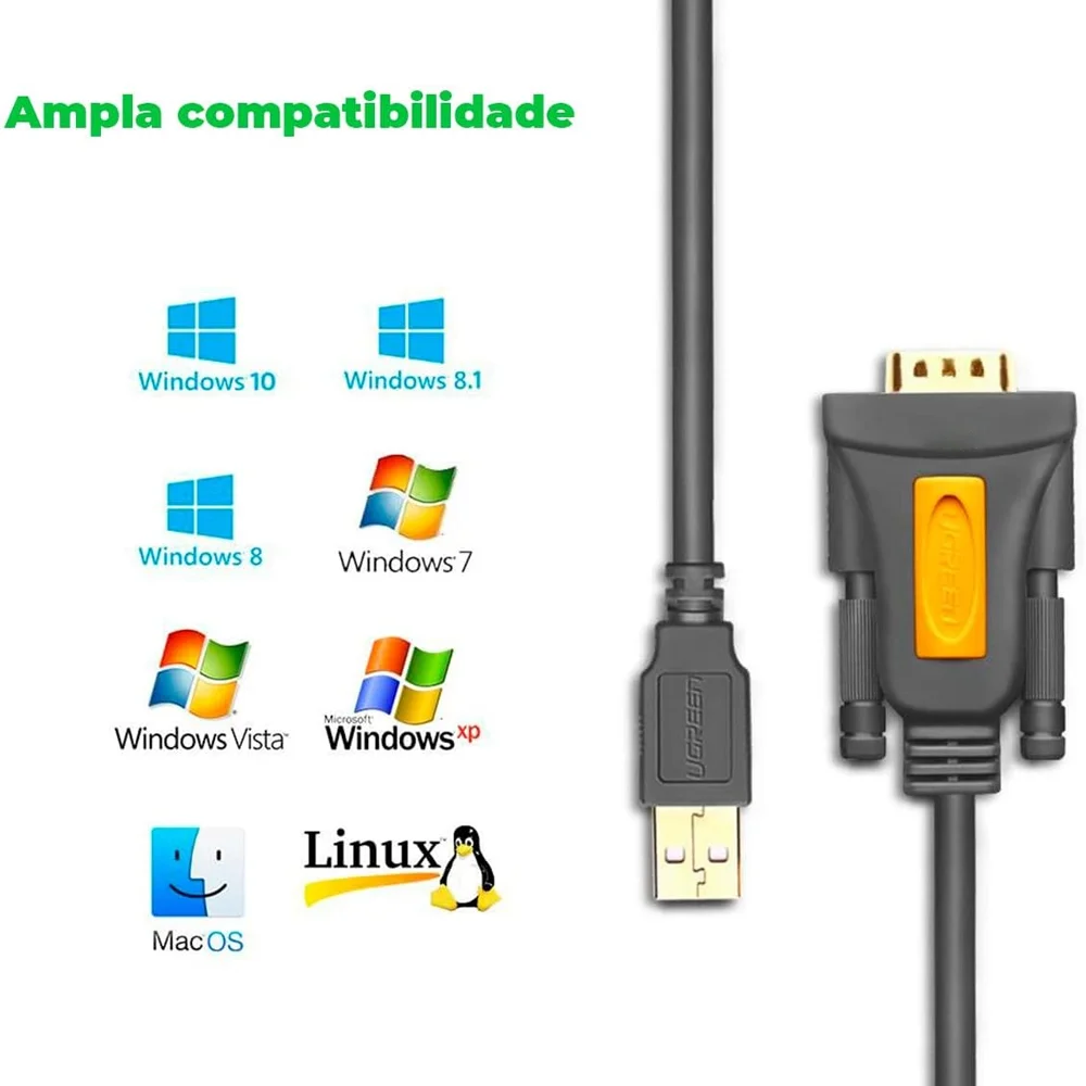 Imagem 4 de 5 do produto Cabo Adaptador Usb A Ugreen P/db9 Rs232 Fêmea 1.5m Preto