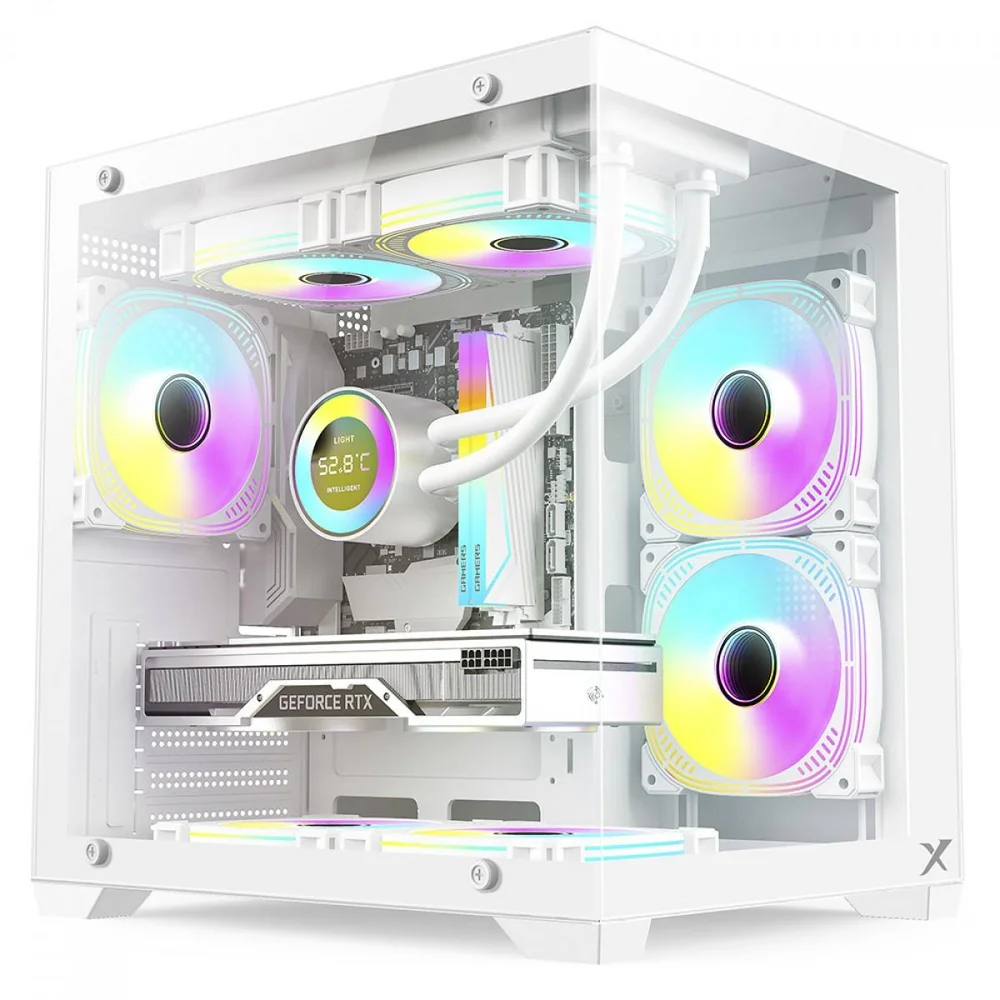 Gabinete Gamer Brx Xtreme Glacier, Mid Tower, Vidro Temperado, Com 3 Fans, Branco, R41w