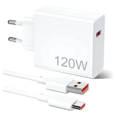 Carregador Turbo 120w Para Xiaomi Fonte Cabo Usb-c Rápido Branco