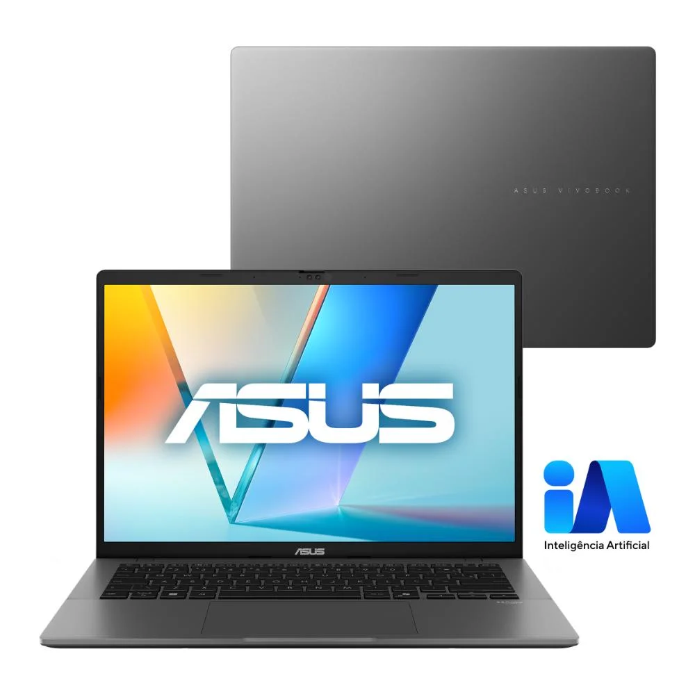 Imagem 1 de 5 do produto Notebook Asus Vivobook S14, Intel Core Ultra 5 125H, 16GB RAM, SSD 512GB, 14" WUXGA, KeepOS, Matte Gray