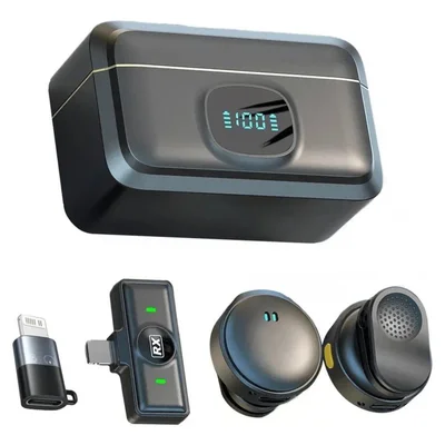 Microfone Lapela Sem Fio Magnético Android E Ios Duplo Ante Ruído