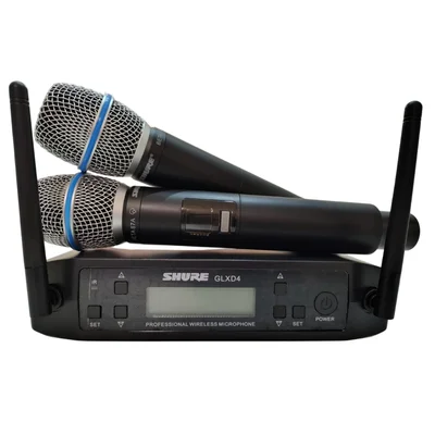 Microfone Shure Profissional Glxd4 Uhf Sem Fio Duplo Cardióide Beta 87a - Tubo De Plástico