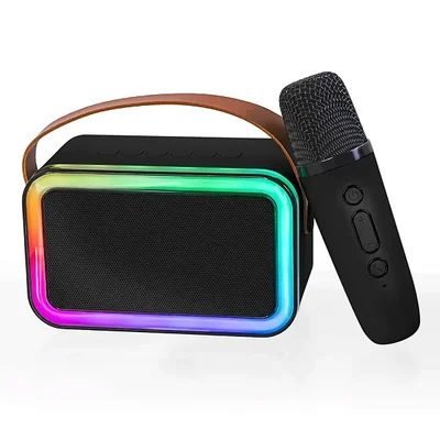 Caixa De Som Microfone De Karaokê Sem Fio Bluetooth Am16 Preto
