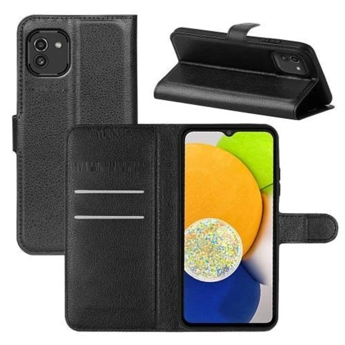 Imagem 1 de 5 do produto Capa Capinha Carteira Flip Para Samsung Galaxy A03 Cor: Preta