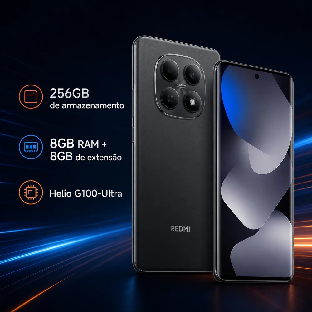 Imagem 5 de 5 do produto Celular Smartphone Xiαomi Rеdmi Note 15 | Tela 6.77 | Câmera 108mp | 8 Gb + 4 Gb Ram | 256 Gb Cor:preto