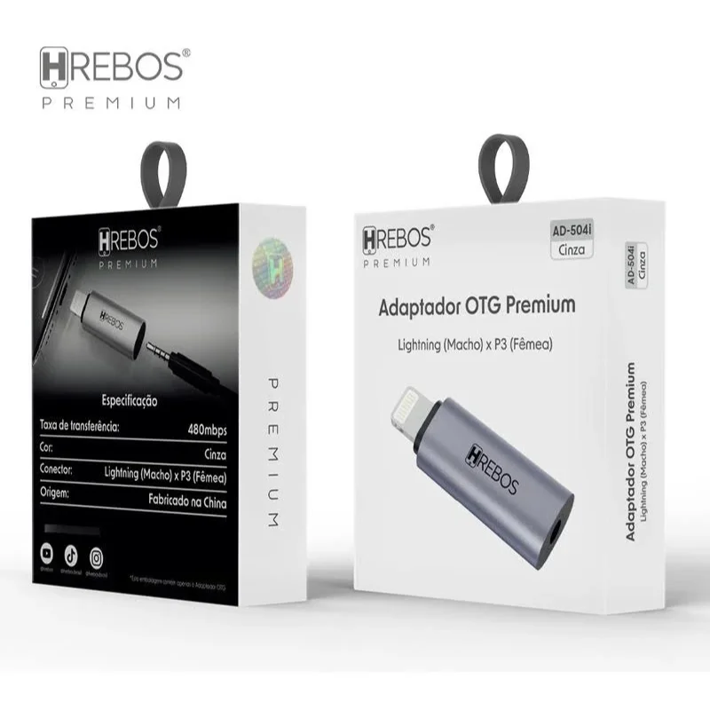 Imagem 5 de 5 do produto Adaptador Otg Lightning Premium Stereo P3 Compativel Para Iphone Ipad Modelo Ad-504i