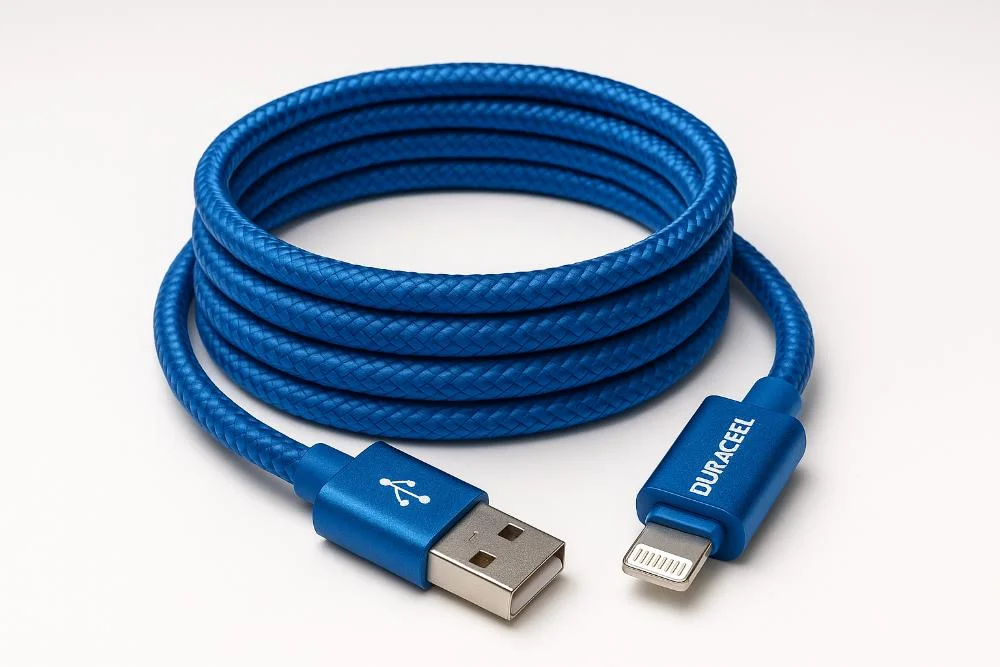 Imagem 3 de 5 do produto Cabo Usb-a Para Lightning Duracell Mfi 90cm Nylon Azul