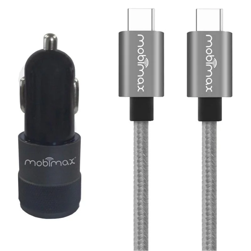 Imagem 3 de 3 do produto Carregador Veicular  Mobimax Duplo Usb-a E Usb-c + Cabo
