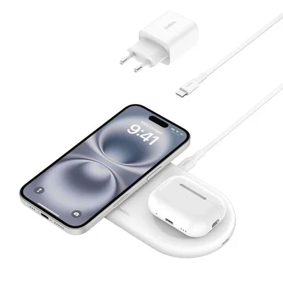 Carregador Sem Fio 2 Em 1 Belkin Boostcharge Pro Branco