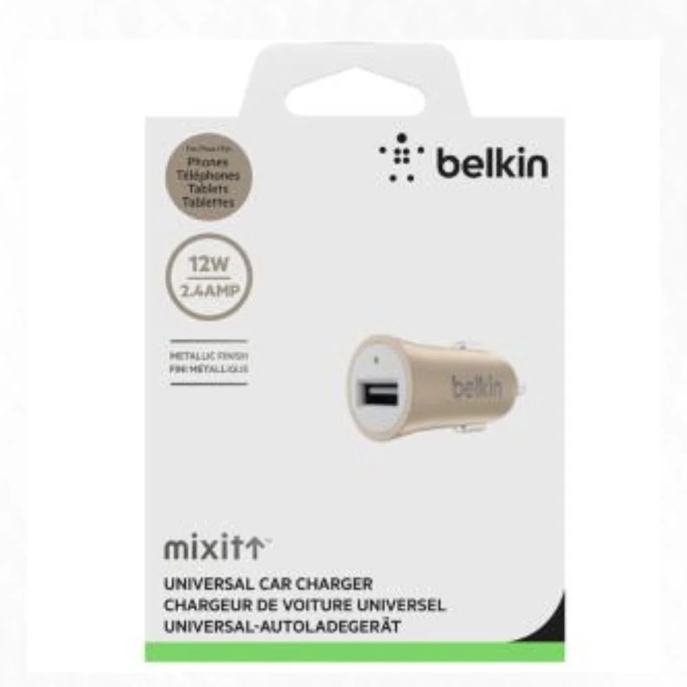 Imagem 2 de 4 do produto Carregador Veicular Belkin Usb-a 2.0 2.4a 12w Dourado