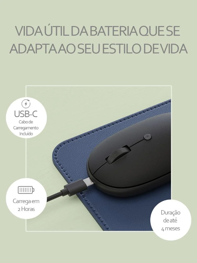 Imagem 3 de 5 do produto Mouse Onthego Preto Satechi  Bluetooth Recarregável Para Mac