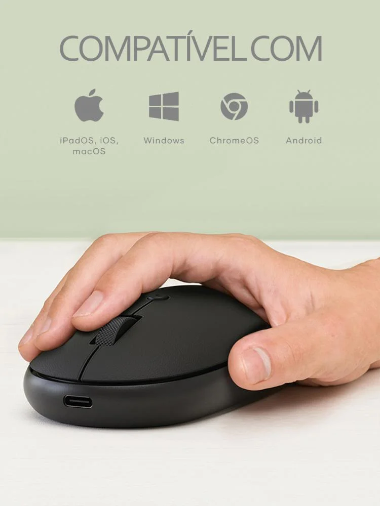 Imagem 4 de 5 do produto Mouse Onthego Preto Satechi  Bluetooth Recarregável Para Mac