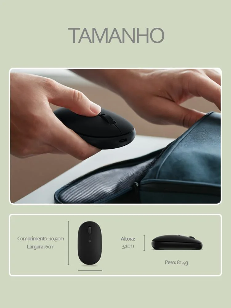 Imagem 5 de 5 do produto Mouse Onthego Preto Satechi  Bluetooth Recarregável Para Mac