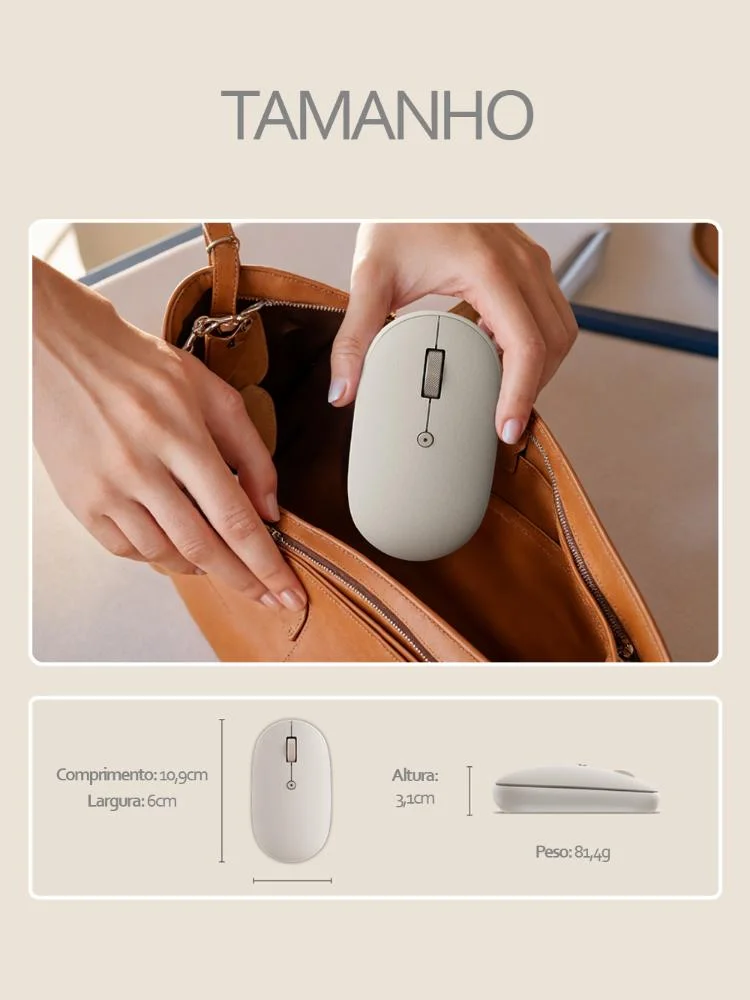 Imagem 3 de 5 do produto Mouse Onthego Areia Satechi  Bluetooth Recarregável Para Mac