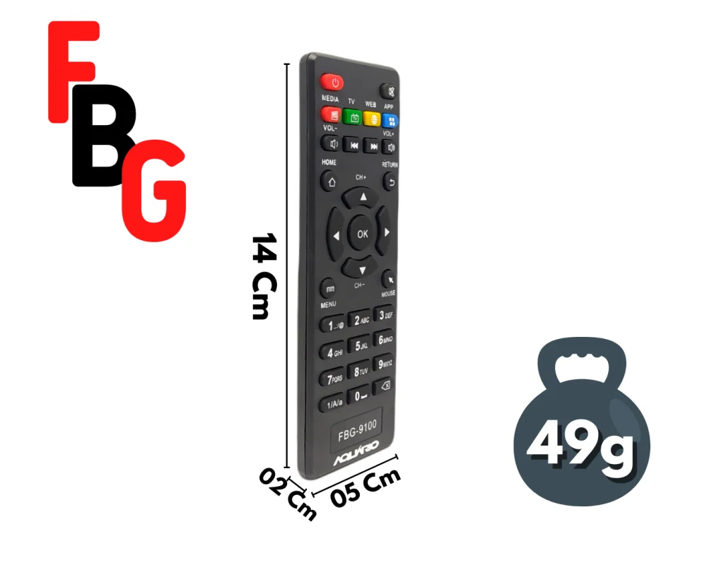 Imagem 3 de 4 do produto Controle Remoto Compatível Com Receptor De Tv Box Aquario Smart Stv-2000 4k Fbg-9100