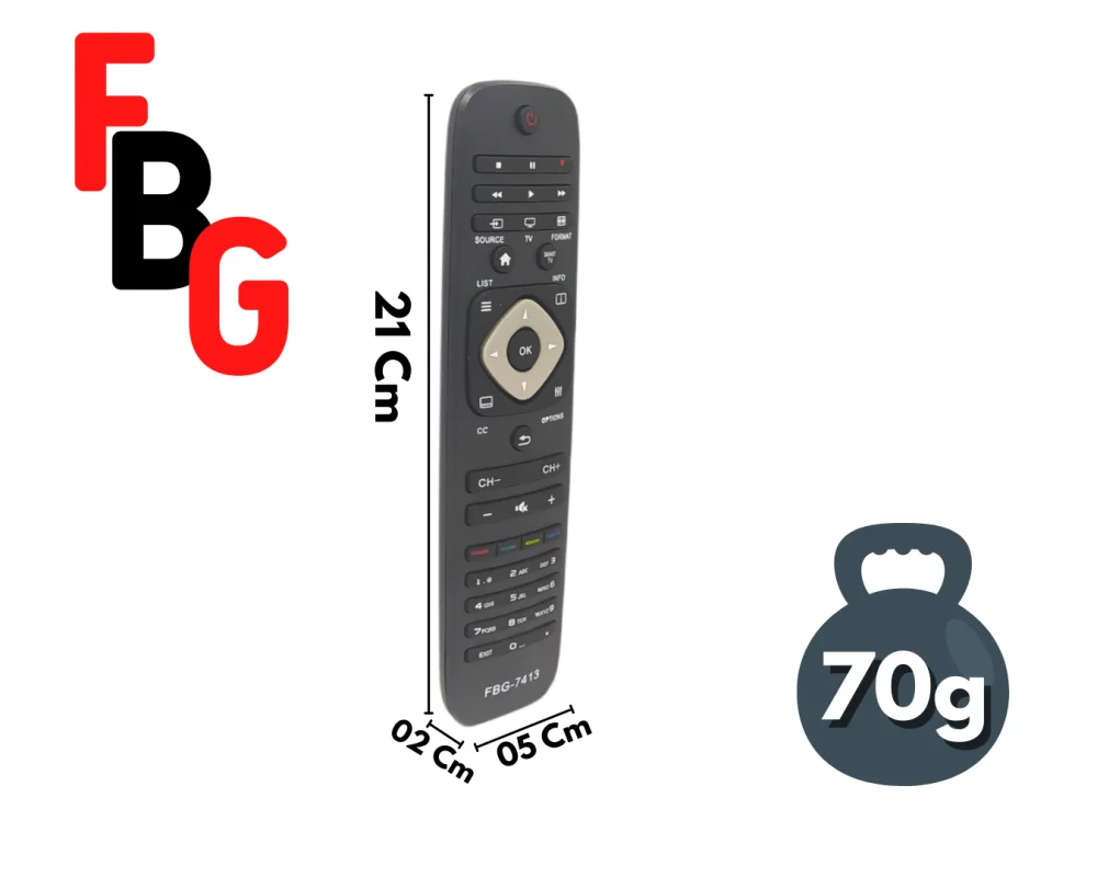 Imagem 3 de 4 do produto Controle Remoto Compatível Com Philips Smart Tv Modelos Lcd LED Hd 3d Fbg-7413