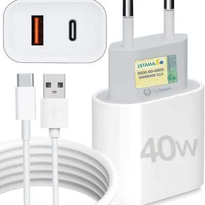 Kit Carregador Super Turbo 40w Porta Dupla (usb-a + Usb-c) + Cabo Usb E Tipo-c, Compatível Com Todos Dispositivos, Iphone 15/16/17 Ios Android Galaxy,