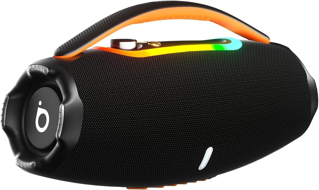 Caixa De Som Bluetooth, Basike Boombox Rad172, 60w Caixinha De Som Potente Tws, Ipx6 À Prova D'água E Resistente À Poeira, Luzes LED RGB, Conexão Aux/
