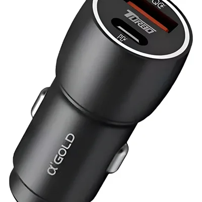 Carregador Veicular Turbo Gold 60w 9.1a Agold Cj13-4 Preto