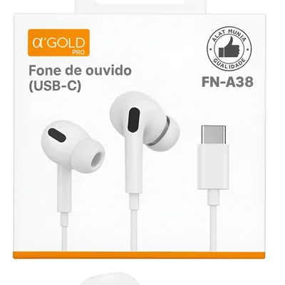 Fone De Ouvido Usb-c 'gold Pro Fn-a38 Com Microfone Branco