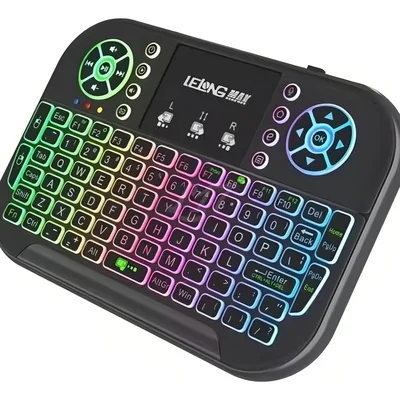Mini Teclado Gamer LED Bluetooth Voz Lelong Max Recargável Preto